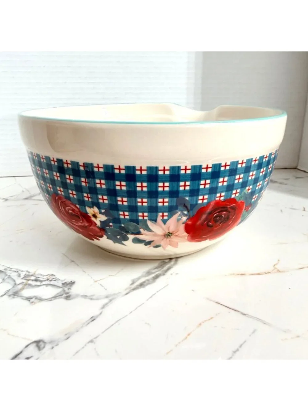The Pioneer Woman Wishful Winter Large Ceramic Mixing Bowl with Spout, med size